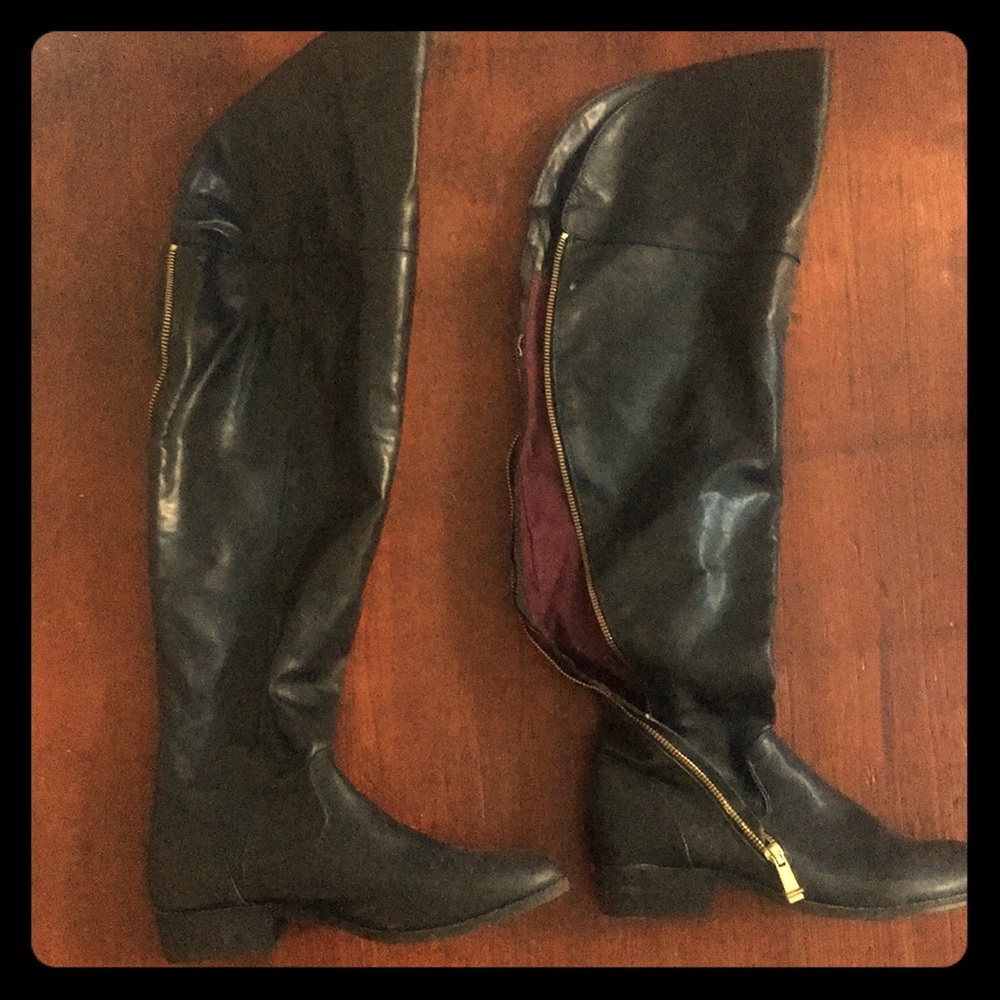 Black leather over knee boots Report Signature 8